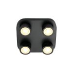 Nordlux Clyde Deckenleuchte 4-Spot Metall Schwarz 14W 950lm - 827 Extra Warmweiß | 85mm - 3-Stufen Dimmbar