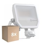 Mehrfachpackung 8x Ledvance Led-Scheinwerfer Aluminium Weiß 41W 5500lm 100D - 830 Warmweiß | IP65 - Bewegungs- Und Lichtsensor - Symmetrisch