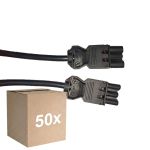 Mehrfachpackung 50x Noxion GST - Kompatibel Verlängerungskabel Schwarz - Männlich + Weiblich - 1m - 3 pole 1,5mm2