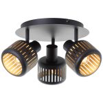 Brilliant Tyas Plafonnier  Aluminium Métal Noir Dorée | 370mm -  Convient pour 3x E14